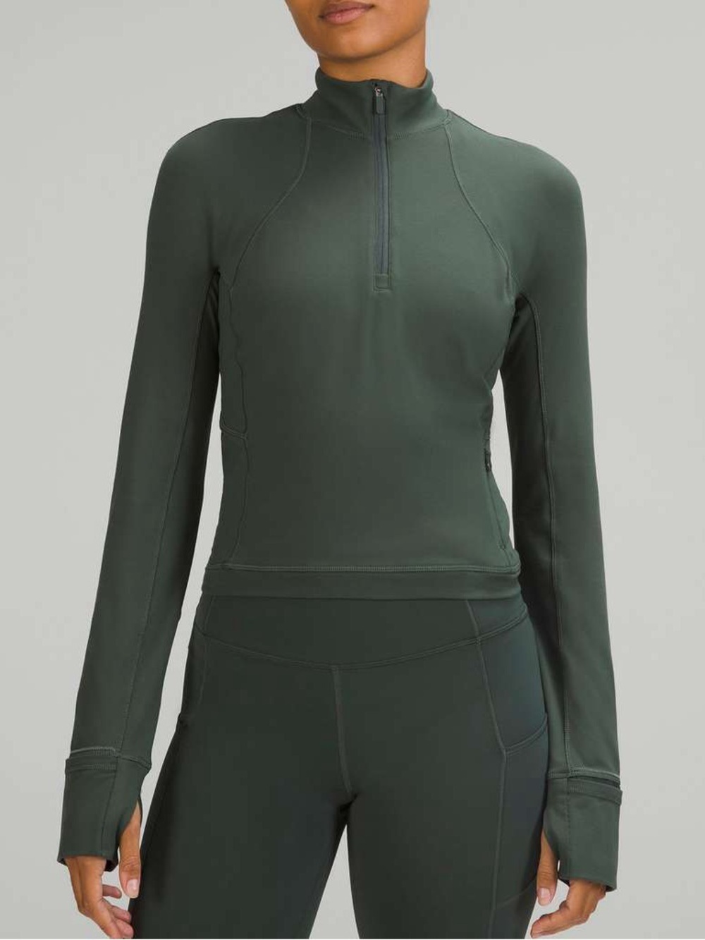 lululemon athletica Dark Green Long Sleeve Crop Top - Picture 2 of 7